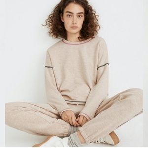 Madewell MWL Superbrushed Contrast Stitched Easygoing Sweatshirt Oatmeal XXS✨